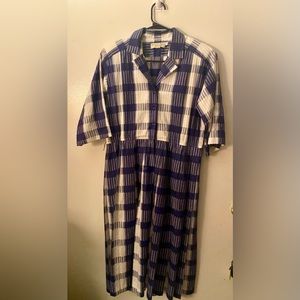 Vintage Schrader Sport made in USA blue and white plaid dress pleated skirt  6.